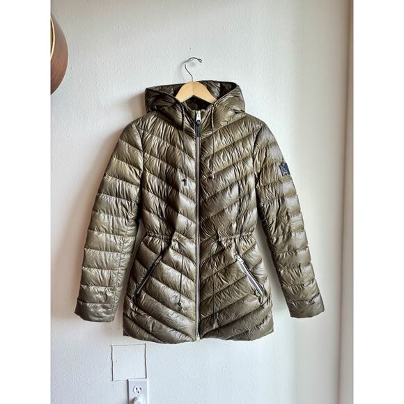 Mackage Jacket Womens X Small Olive Green Down Puffer Hood Coat Long XS Zip Warm - Picture 4 of 14